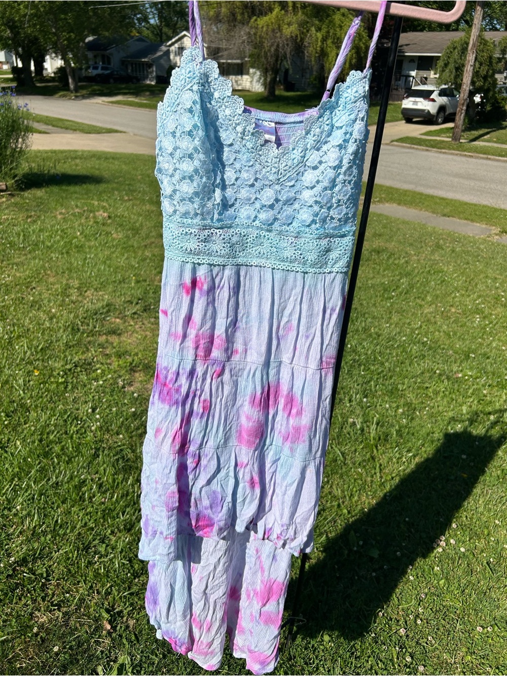 No Boundaries Light Blue Lace Fairy Dress with Lavender and Pink Accents